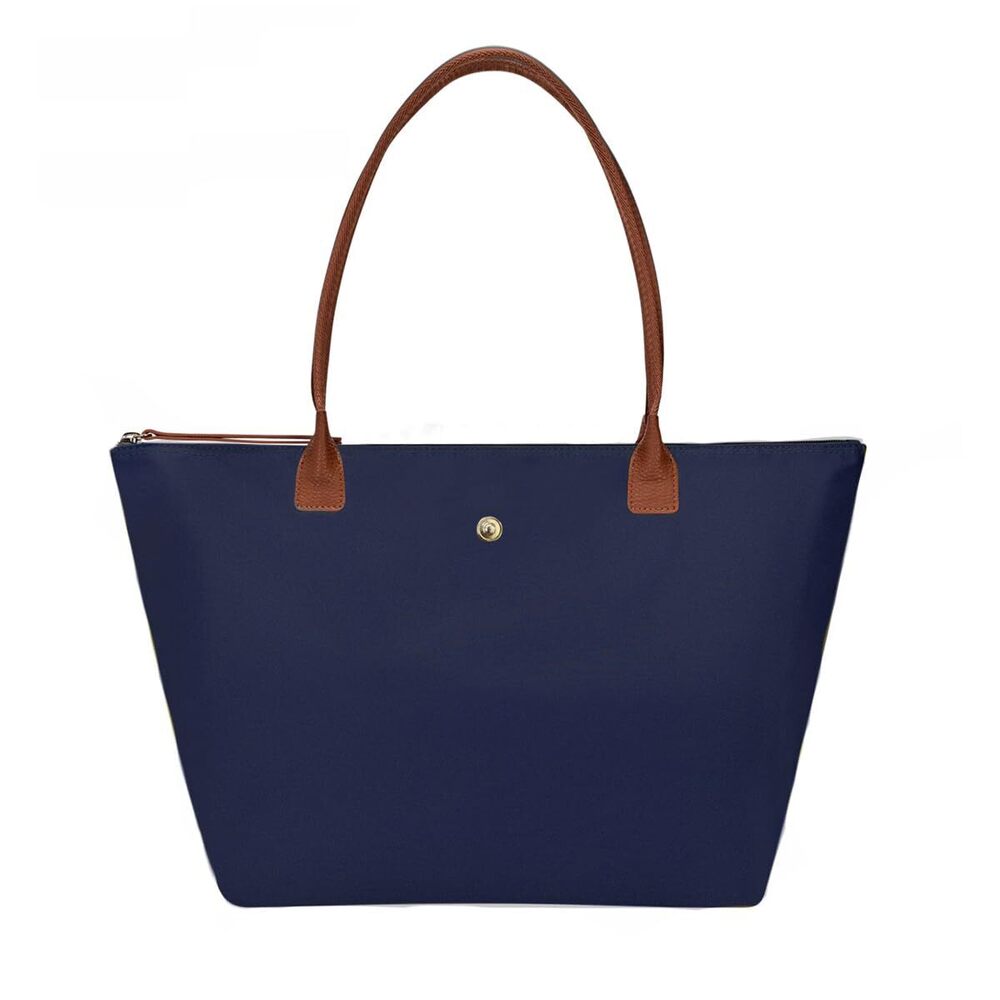 Women's Foldable Nylon Tote Bag, Lightweight Shoulder Purse with Top